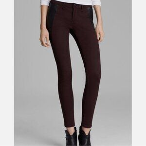 Rag & Bone Wine Pop Lamb Leather Panel Skinny Jeans
